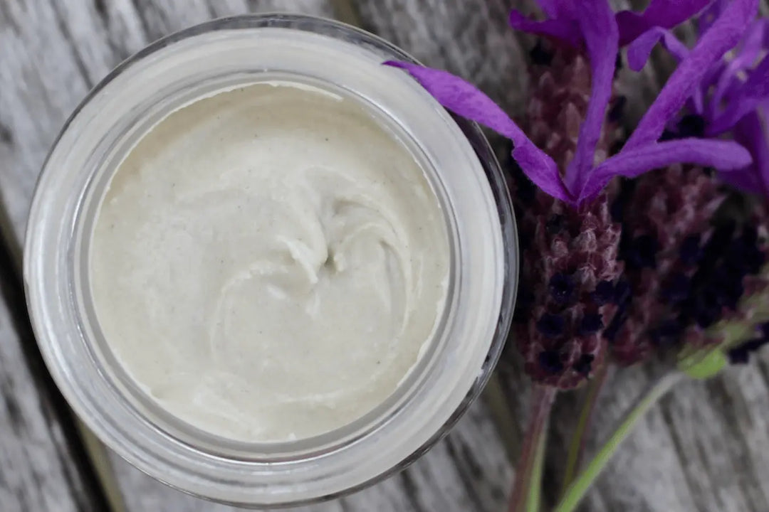 Homemade cream deodorant in glass jar with lavender go native new zealand body care recipe