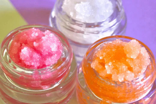 DIY Lip Scrubs Go Native NZ Recipe close up of pink, orange and white in pots