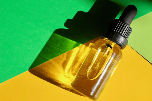 Vitamin C & Melon Serum GoNative NZ skincare recipe in clear glass bottle, on bright green yellow card