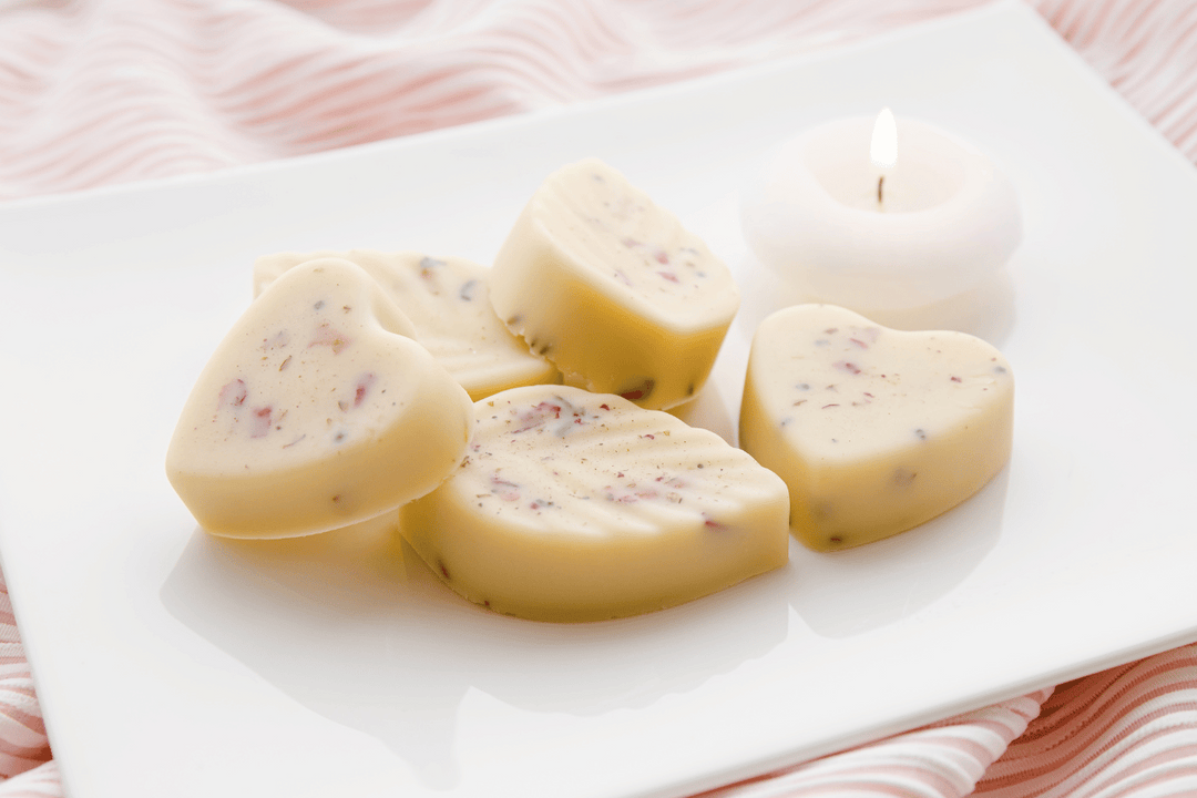 Make Your Own Fizzy Cocoa Butter Bath Melts Recipe results 5 buttery coloured soft hearts and candle