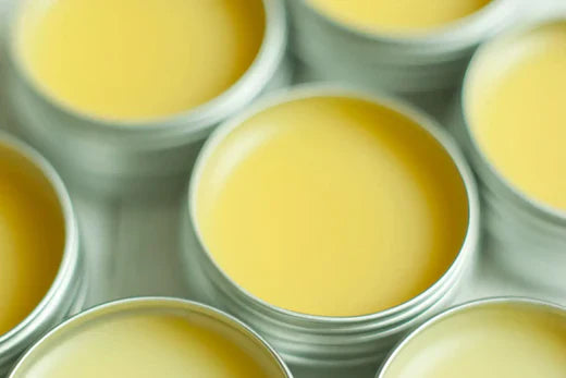 Basic Body Butter Balm recipe, light butter yellow colour in multiple containers