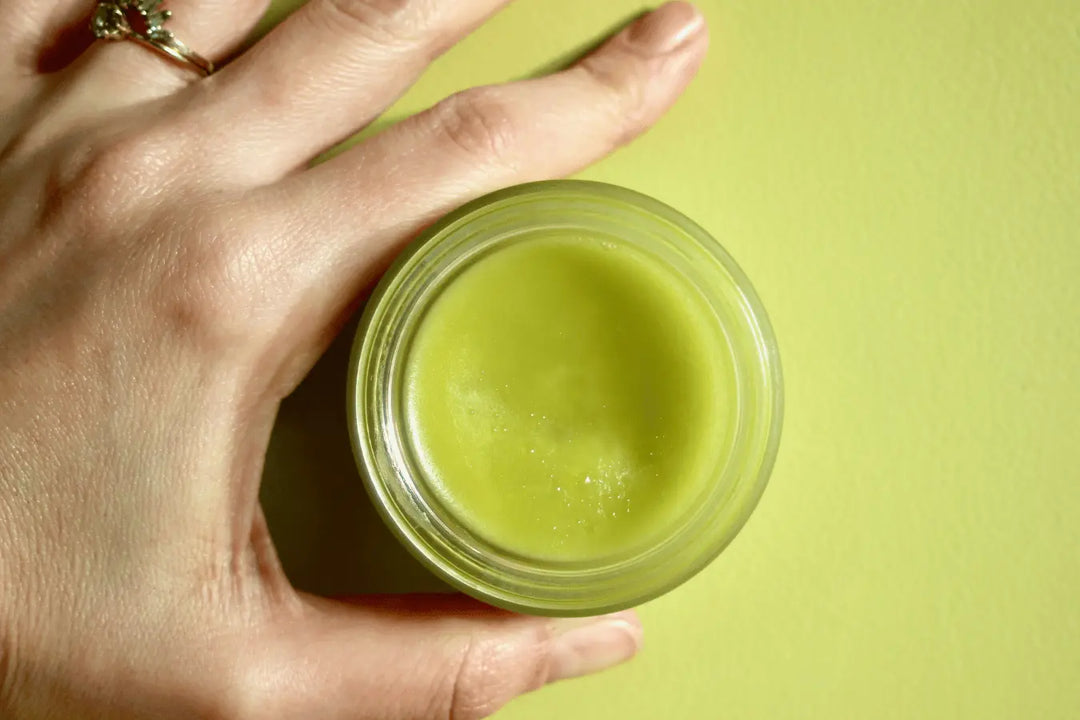 Coconut & hemp oil cleansing balm Go Native Nz Recipe luscious bright green in glass pot 
