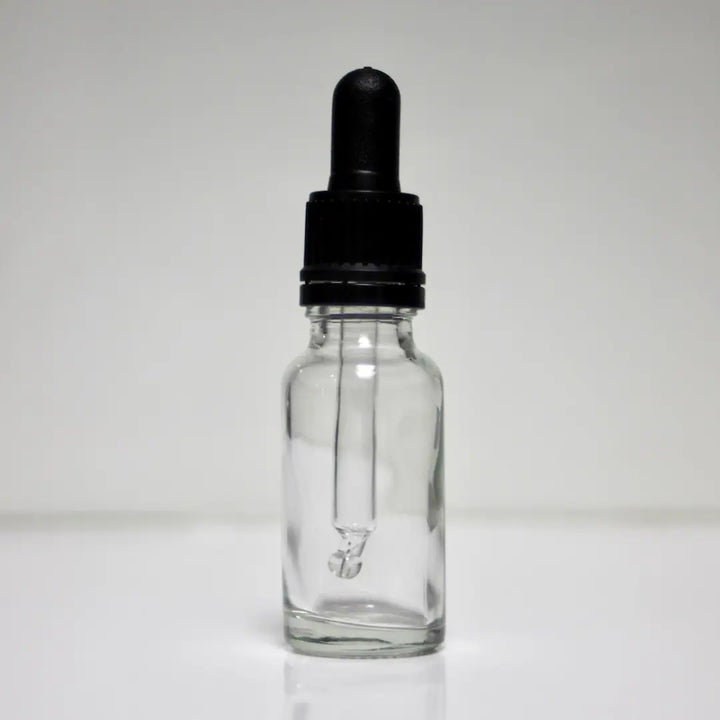 Clear glass dropper bottle: 20ml